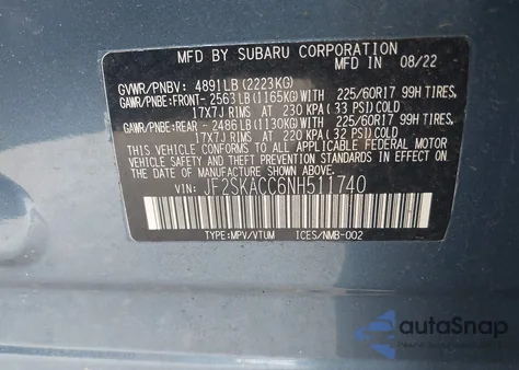 2022 Subaru Forester from USA, damaged, VIN JF2SKACC6NH511740